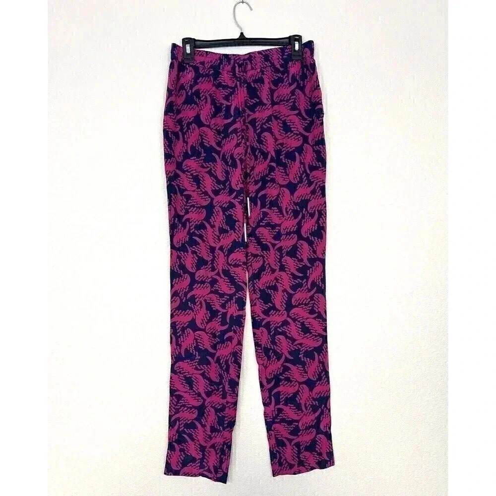 Diane Von Furstenberg Bennett Two Silk Pants Womens Size 4 Drawstring Pockets